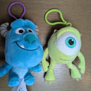 Monsters Inc Sully and Mike Mini Plush Keychain Bag Clip Disney Parks